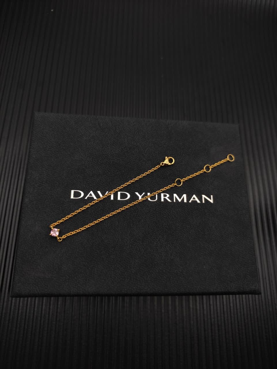 David Yurman Delicate Gold Bracelet with Pink Gemstone